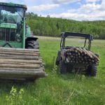 wooden post for a fence on a farm or acreage